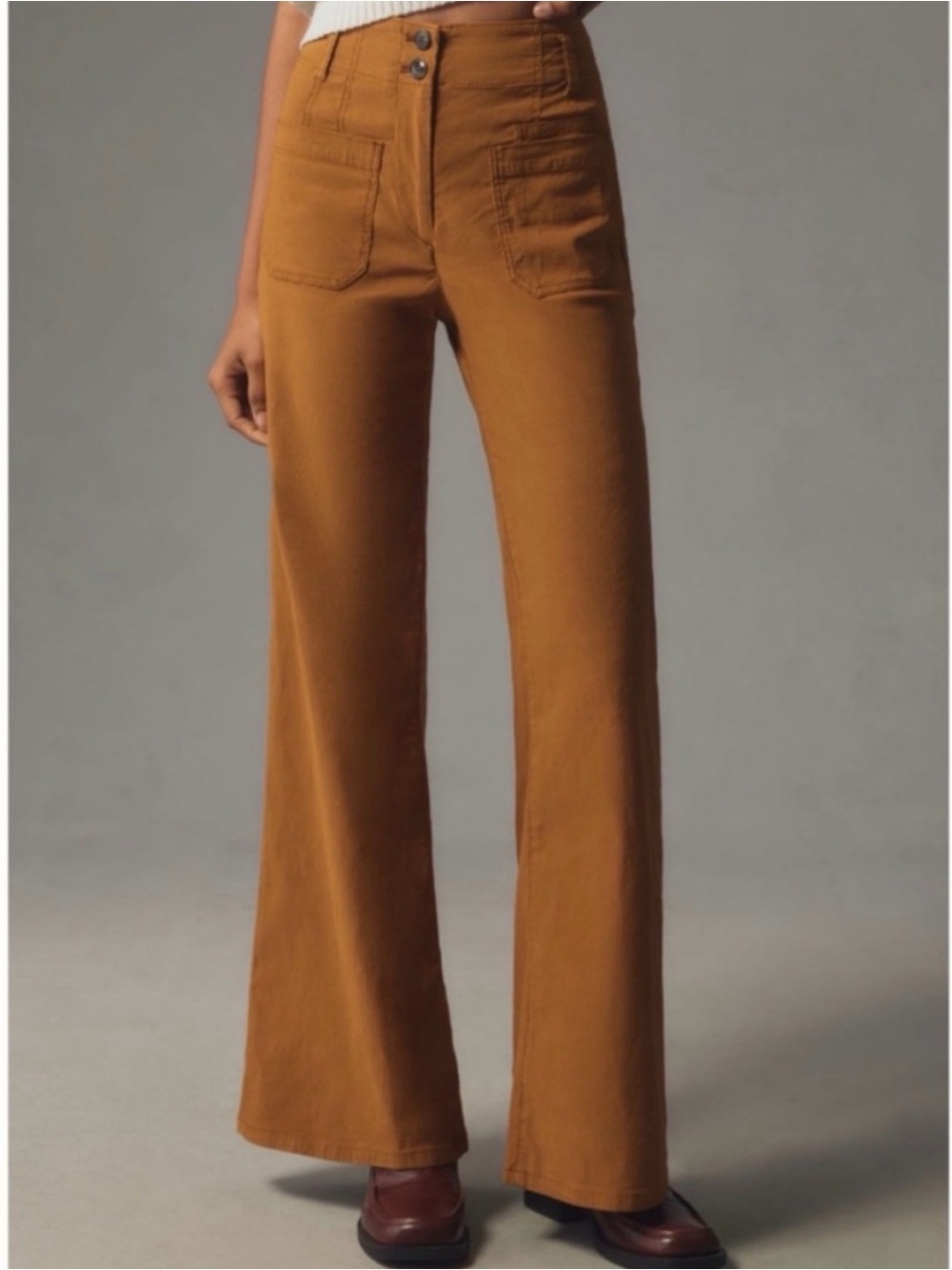 Maeve The Junie High-Rise Flare Pants Magic Fabric Stretch Bronze Anthropologie